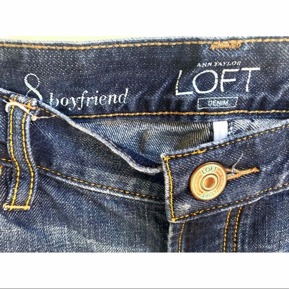 LOFT dark wash distressed boyfriend jeans - Picture 4 of 4